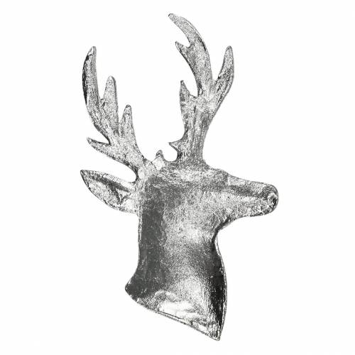 Floristik24 Decoratieve rendierbuste zilver metaal 8 cm × 4,8 cm 8 st