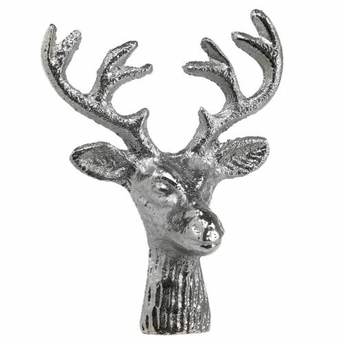 Floristik24 Hertenkop voor het knutselen van metaal zilver 6,8 cm 6st adventsdecoratie