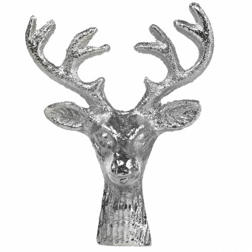 Floristik24 Hertenkop voor het knutselen van metaal zilver 6,8 cm 6st adventsdecoratie