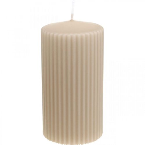 Stompkaarsen beige groefkaars 70/130mm 4 st
