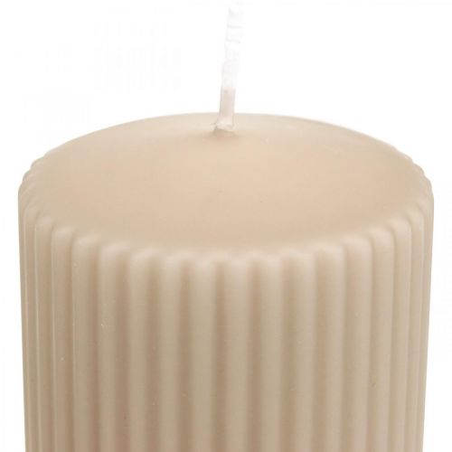 Artikel Stompkaarsen beige groefkaars 70/90mm 4 st