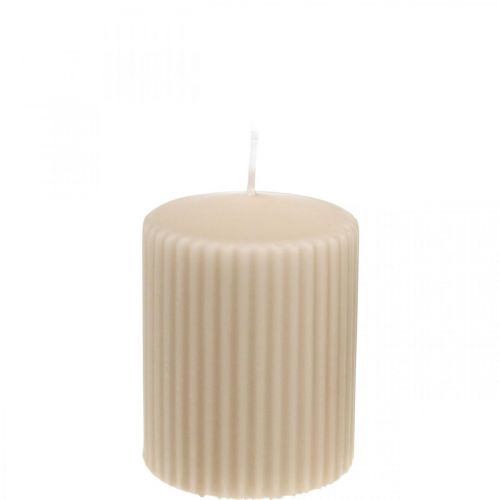 Stompkaarsen beige groefkaars 70/90mm 4 st