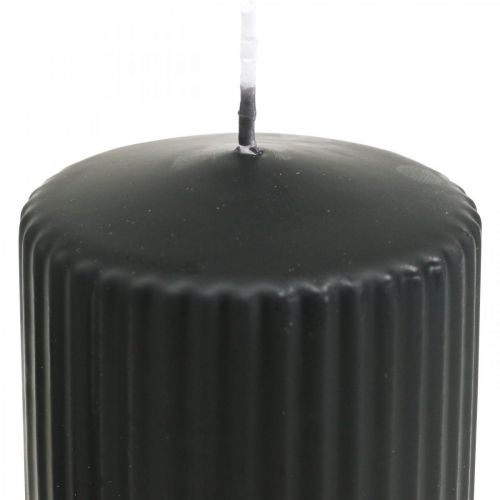 Artikel Stompkaarsen zwarte groefkaars 70/130mm 4 st