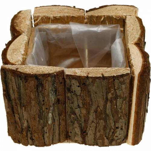Floristik24 Plantenbak schors bloembak hout 14×14cm