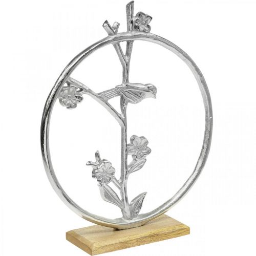 Artikel Tafeldecoratie veer, sierring vogel deco zilver H32.5cm