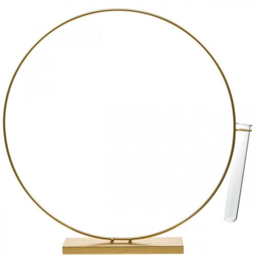 Floristik24 Sierring met standaard en reageerbuis Metalen ring Goud Ø35cm