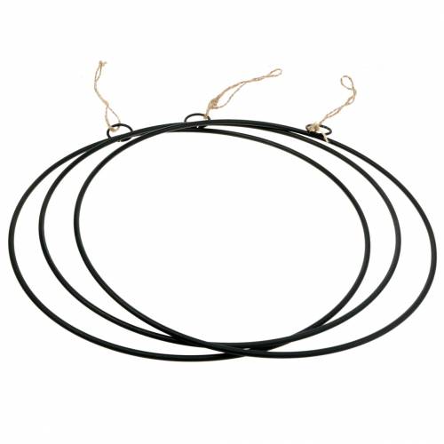 Artikel Sierring om op te hangen zwart Ø50cm 3st