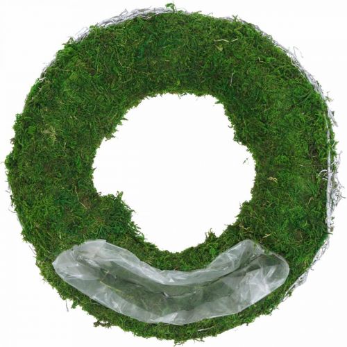 Moskrans plantenring met ranken en mosgroen, wit Ø35cm