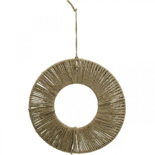 Artikel Ring bedekt, zomerdecoratie, decoratieve ring om op te hangen, boho-stijl natuurlijke kleuren, zilver Ø29.5cm