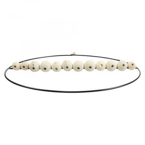 Artikel Decoratieve ring metaal houten kralen zwart wit naturel Ø30cm 4st