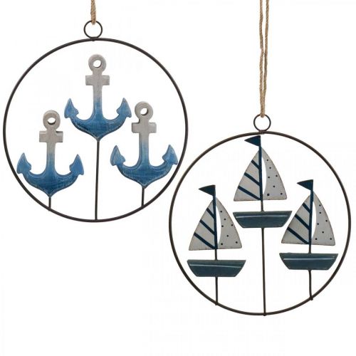 Artikel Decoratieve metalen ring voor het ophangen van zeilboten/ankers Ø18cm 2 stuks