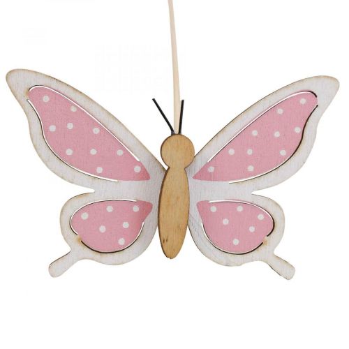 Roze vlinder deco sticks hout 7,5cm 28cm 12st