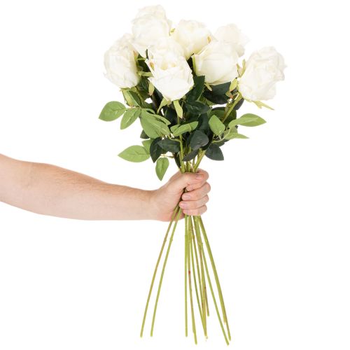 Kunstmatige rozen, lange steel, voor vaas, 62 cm, 12 stuks | Floristik24.nl