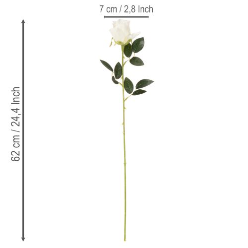 Kunstmatige rozen, lange steel, voor vaas, 62 cm, 12 stuks | Floristik24.nl