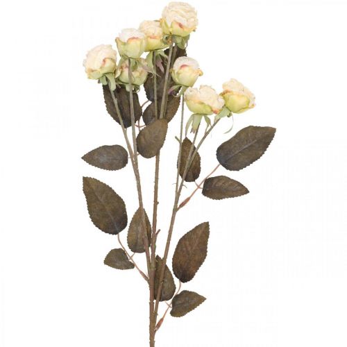 Artikel Kunstrozen verwelkt Drylook 9 bloemblaadjes creme 69cm