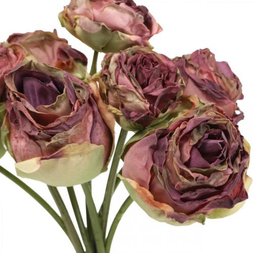 Floristik24 Rozen antiek roze, zijden bloemen, kunstbloemen L23cm 8 st