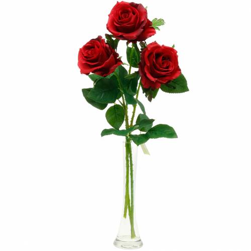 Floristik24 Rode roos kunstmatige rozen zijden bloemen 3st