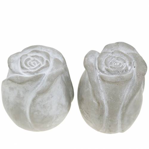 Floristik24 Grafdecoratie roos Grafdecoratie rozen van beton H7cm 6st