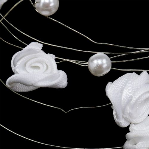 Floristik24 Draadslinger met parels en rozen 120cm wit