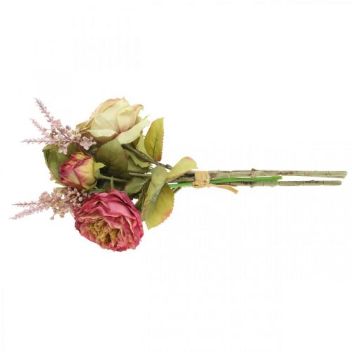 Artikel Kunstrozen in bos herfstboeket roze, violet H36cm
