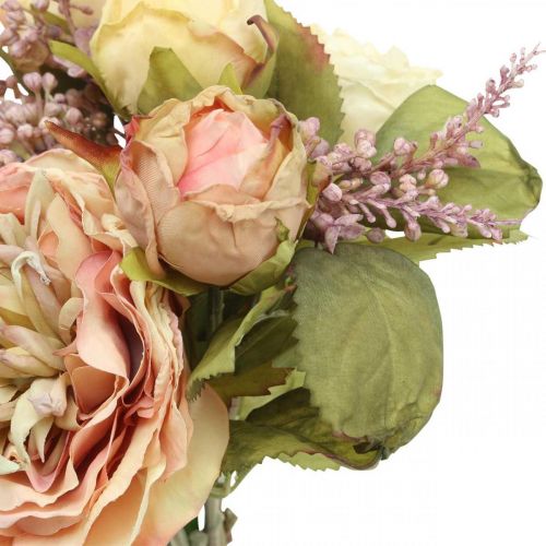 Artikel Rozen kunstbloemen in bos herfstboeket crème, roze H36cm