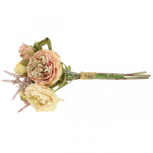 Artikel Rozen kunstbloemen in bos herfstboeket crème, roze H36cm