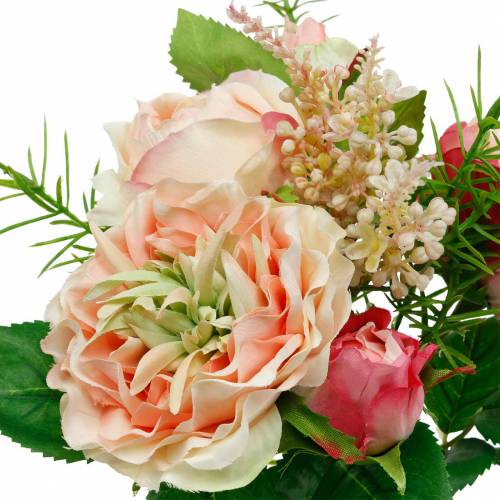 Artikel Boeket van kunstrozen in een bos van roze zijden bloemen boeket