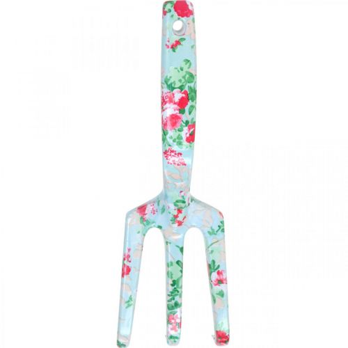 Artikel Metalen handhark, hark met rozenmotief, minihark L23cm