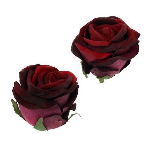 Floristik24 Rozenkop Ø6,5cm donkerrood 8st