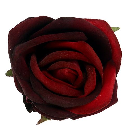 Floristik24 Rozenkop Ø6,5cm donkerrood 8st