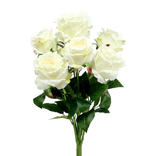 Boeket rozen wit, crème 55cm