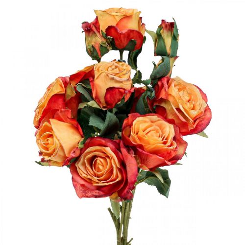 Floristik24 Boeket rozen kunstrozen zijden bloemen oranje 53cm bos