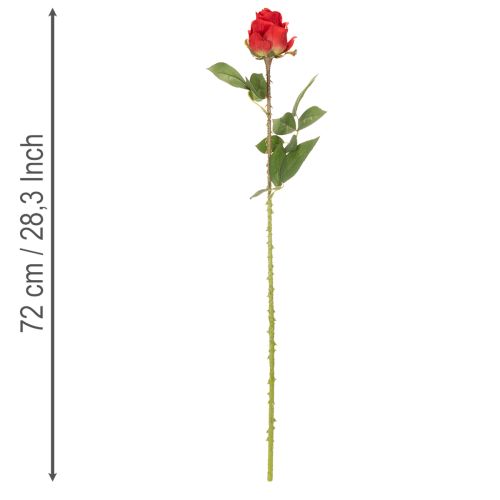 Kunstmatige rozentak van zijde, rode roos, 72 cm, 3 stuks | Floristik24.nl