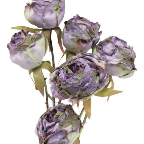 Floristik24 Rose Tak Zijden Bloem Tafeldecoratie Art Rose Paars Antiek L53cm