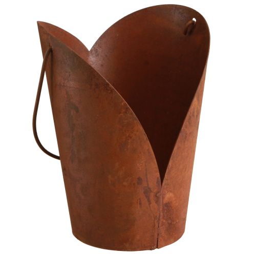Artikel Roest decoratief hart met metalen handvat om op te hangen 12×15,5cm 2st