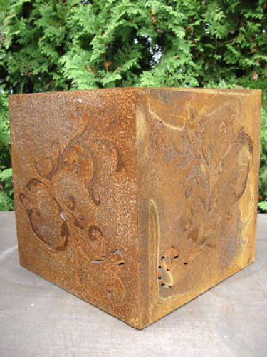 Floristik24 Barokke kubus van roestig metaal, 36 cm x 36 cm