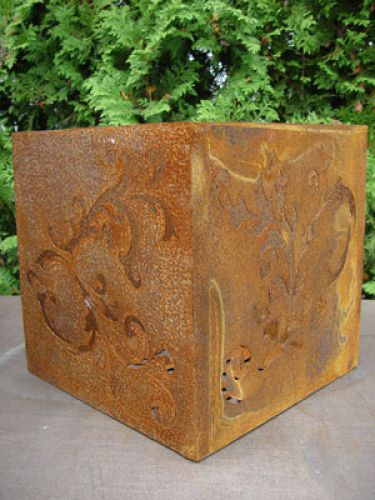 Floristik24 Barok kubus gemaakt van roestig metaal, 33 cm x 33 cm