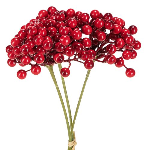 Rode bessen decoratie kersttak 27cm bos met 3 stuks