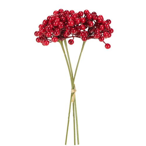 Artikel Rode bessen decoratie kersttak 27cm bos met 3 stuks