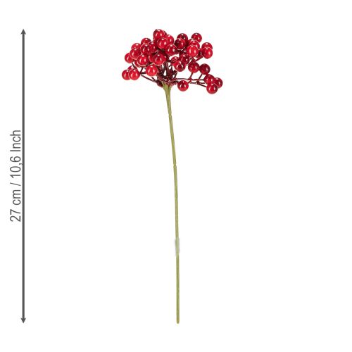 Artikel Rode bessen decoratie kersttak 27cm bos met 3 stuks