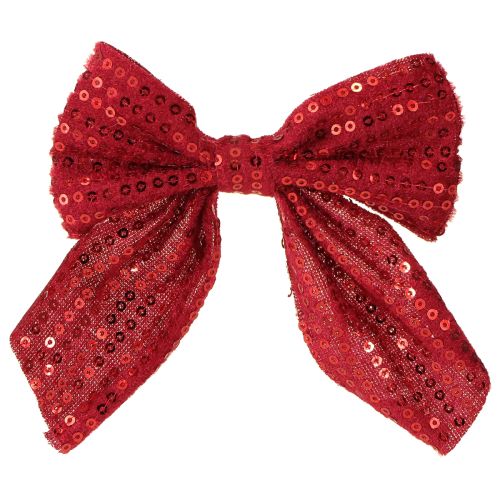 Rode fluwelen strikken cadeau strikken pailletten 12cm 4 stuks