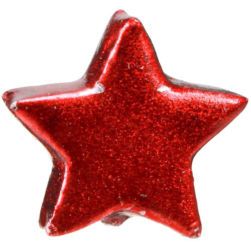 Rood geschilderde kerststerren Ø2,5cm – 2e keus – 96 stuks