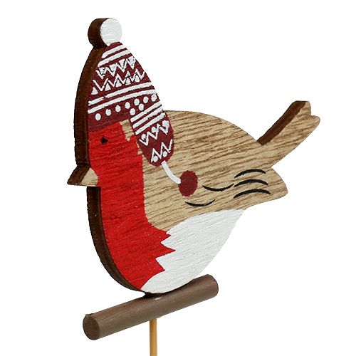 Floristik24 Roodborstje op stokje 7,5cm 16 st