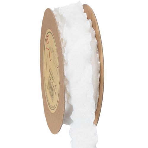 Wit gegolfd organza lint, decoratief lint, 25 mm breed, 10 m lang kopen | Floristik24.nl