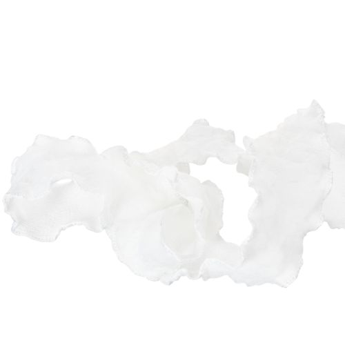 Wit gegolfd organza lint, decoratief lint, 25 mm breed, 10 m lang | Floristik24.nl