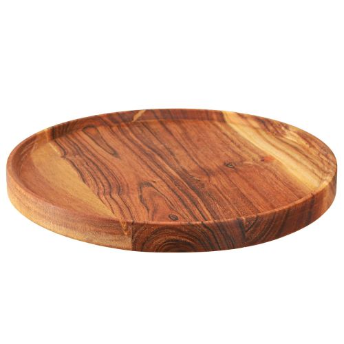 Floristik24 Rond dienblad van natuurlijk geolied acaciahout Ø30cm H2,5cm