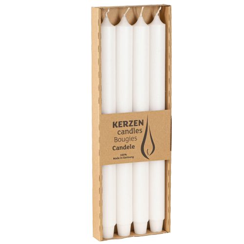 Artikel Rustieke kaarsen wit met kegelvormige voet 350/28mm 4 st.
