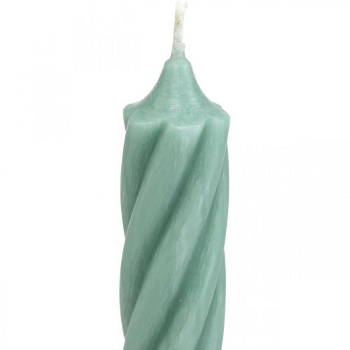Artikel Rustieke kaarsen stokkaarsen groen gekleurd 350/28mm 4 st