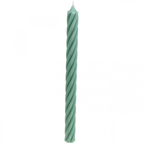 Artikel Rustieke kaarsen stokkaarsen groen gekleurd 350/28mm 4 st