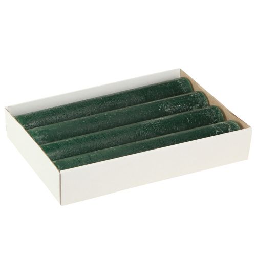 Artikel Rustieke groene stokkaars voor sfeerverlichting en vakantiedecoratie lengte 300mm breedte 50mm 4 st
